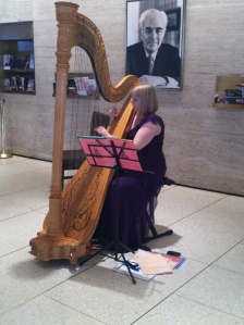 No bland muzak here; guests were serenaded by this fine harpist.