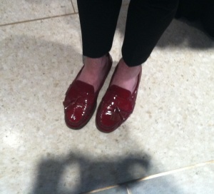 We both agreed that this gent's red patent leather tassled loafers were great.