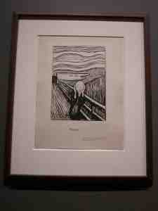 The Scream. Lithograph. 1895. Signed in 1896 (Guess Munch had higher priorities before he got around to signing.)