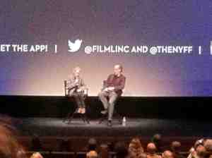 Lousy zoomed in iPhone iDistant shot of Claire Denis and Kent Jones.