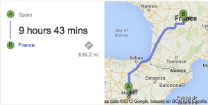 Google maps Spain to France