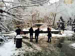 Milton's photo of City Hall Park looking pretty, but looks are deceiving. This is white Hell.