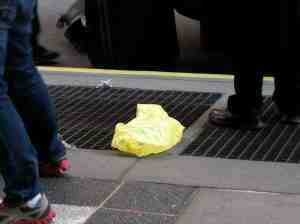 Same yellow trash bag landed.