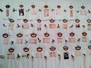 Wall of tee shirts.