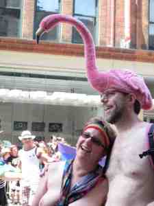 Obviously, three nipples and one pink flamingo.