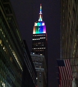 The Empire State Building celebrating Pride.