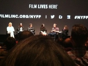 Carol q&a with from left to right, Cate Blanchett, producer Elizabeth Karlsen, Phyllis Nagy, Rooney Mara, Todd Haynes, Amy Taubin